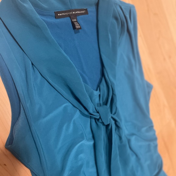 WHBM Blue Sleeveless Tie-Neck Blouse Top, size XXS - Picture 5 of 9